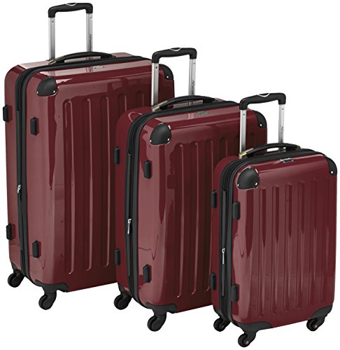 HAUPTSTADTKOFFER – Alex – 3er Koffer-Set Trolley-Set Rollkoffer Reisekoffer Erweiterbar, 4 Rollen, (S, M & L), Burgund