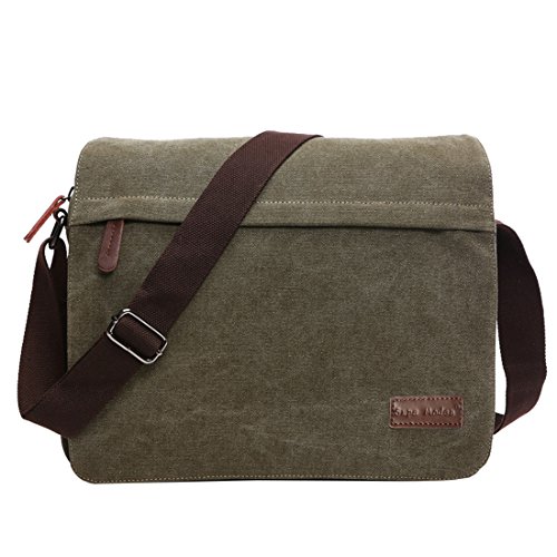 Super Modern Leinwand Messenger Bag Umhängetasche Laptop Tasche Computer Tasche Umhängetasche aus Segeltuch Tasche Arbeiten Tasche Umhängetasche für Männer und Frauen, Herren, Green Large