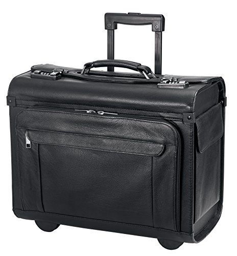 D & N Leder Pilotenkoffer Akten Business Trolley Laptop Bag 46x35x23cm Schwarz 2865 Bowatex