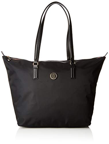 Tommy Hilfiger Damen Poppy Tote Stofftasche, Schwarz (Black), 14x32x47 cm