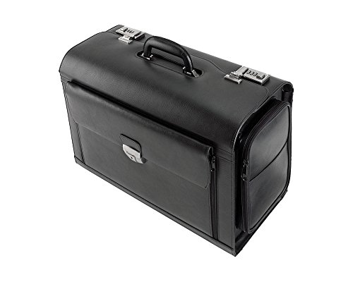 Alassio 45057 – Pilotenkoffer VERONA, aus hochwertigem Leder, ca. 49 x 35 x 24 cm, schwarz