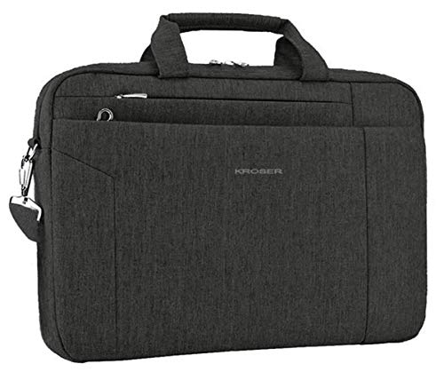 KROSER Laptop Tasche 15.6 Zoll Notebooktasche Aktentasche Tablet Tasche Schulter Umhängetasche Wasserabweisend Satchel Bussiness Laptoptasche für Frauen und Männer-Schwarz MEHRWEG