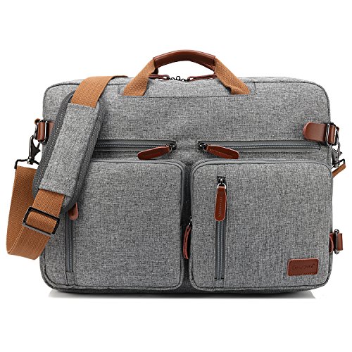 CoolBell umwandelbar Rucksack Messenger Bag Umhängetasche Laptop Tasche Handtasche Business Aktentasche Multifunktions Reise Rucksack Passend für 17,3 Zoll Laptop/Männer/Frauen(Grau)