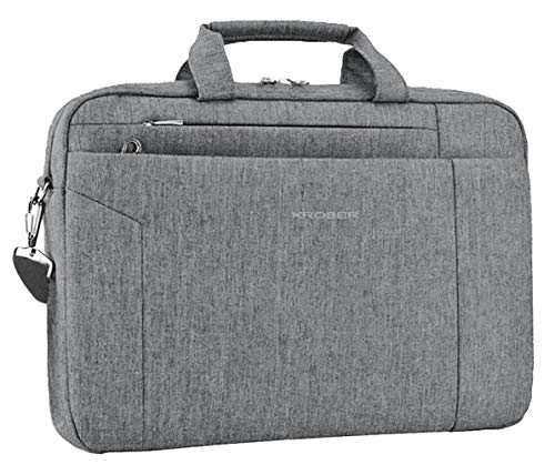 KROSER Laptop Tasche 15.6 Zoll Notebooktasche Aktentasche Tablet Tasche Schulter Umhängetasche Wasserabweisend Satchel Bussiness Laptoptasche für Frauen und Männer-Grau MEHRWEG