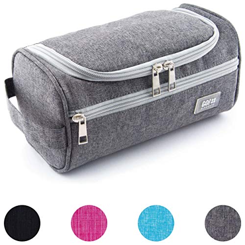 GO!elements® Smart Kulturbeutel Unisex Kulturtasche zum Aufhängen Herren & Damen | Kosmetiktasche Männer Frauen für Koffer & Handgepäck | Waschtasche Reise-Tasche (Grau)