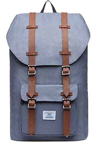 KAUKKO Laptop Rucksack Damen Herren Backpack 17 Zoll Lässiger Schulrucksack Daypacks Stylish Rucksäcke Für Wanderreise Camping 20.77 Liters (Nylon Grau01)