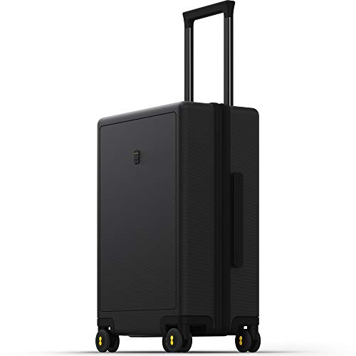 LEVEL8 Koffer Trolley, Rollkoffer Reisekoffer Hartschalen 4 Rollen, Spinner Handgepäck,TSA, 100% PC,Micro-Diamond Textured Design Koffer Trolley Groß(54.5cm, 40L,Schwarz)