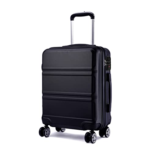 KONO Trolley Koffer Mittelgroß 4 Rollen Leicht Hartschalenkoffer Reisekoffer mit TSA Schloss, 65x41x26cm, 61Liter, Zwillingsrollen Rollkoffer, ABS Hartschale (Schwarz, L)